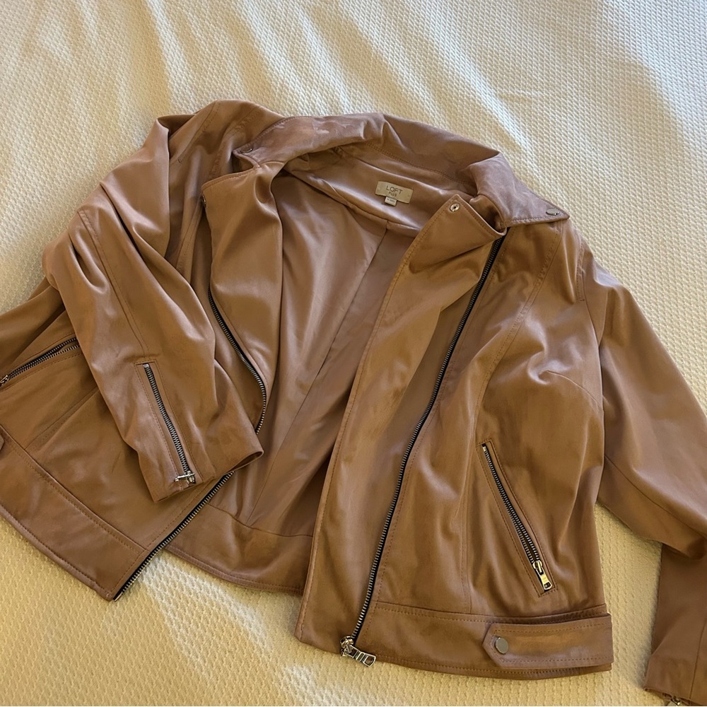 Pink faux suede jacket